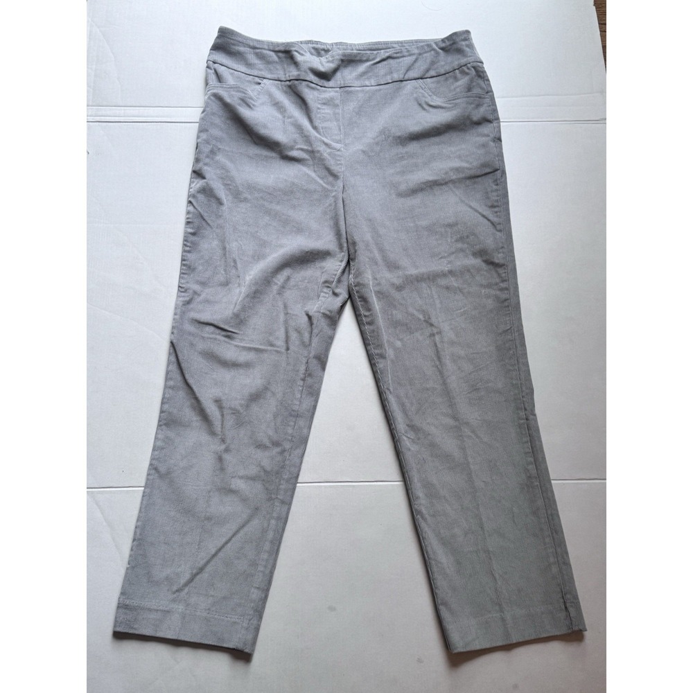 Alfred Dunner Pull On Elastic Waist Gray Corduroy Pants  Size 14